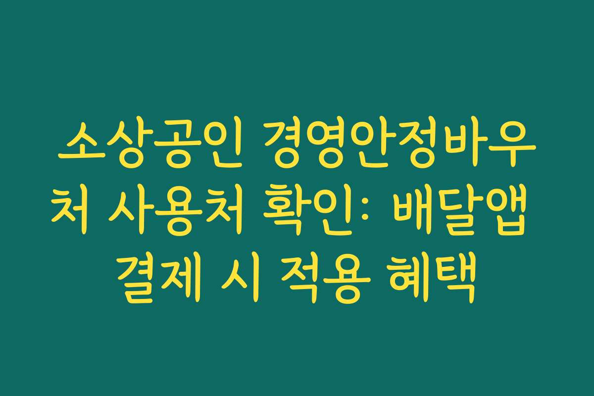 소상공인 경영안정바우처 사용처 확인: 배달앱 결제 시 적용 혜택 소상공인 경영안정바우처 사용처 확인: 배달앱 결제 시 적용 혜택