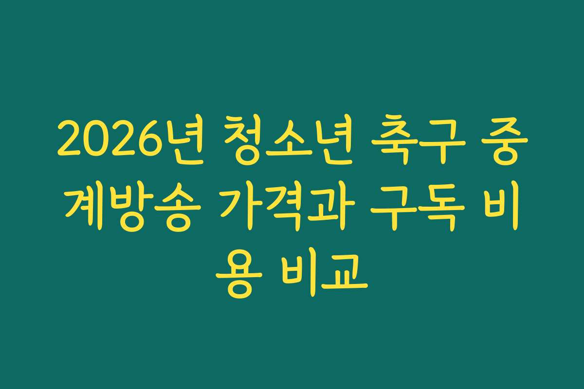 2026년 청소년 축구 중계방송 가격과 구독 비용 비교