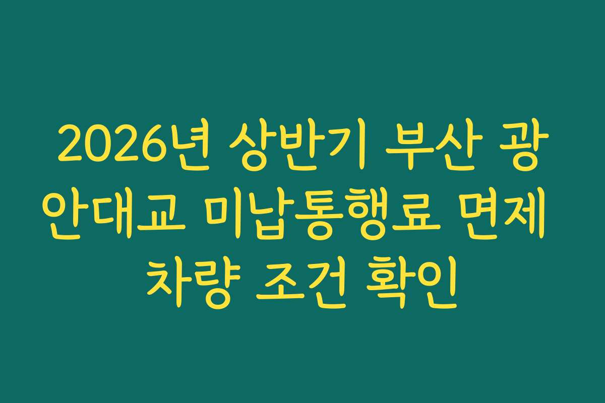 2026년 상반기 부산 광안대교 미납통행료 면제 차량 조건 확인