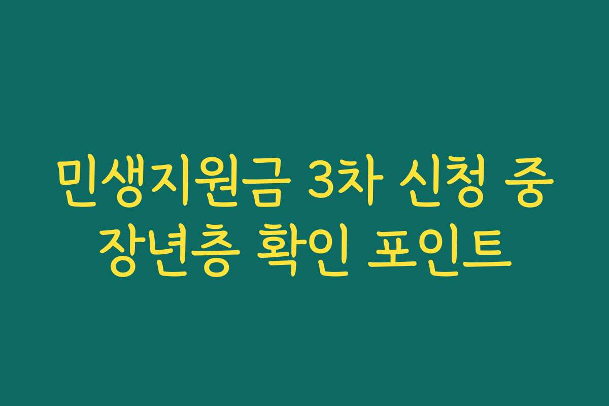 민생지원금 3차 신청 중장년층 확인 포인트