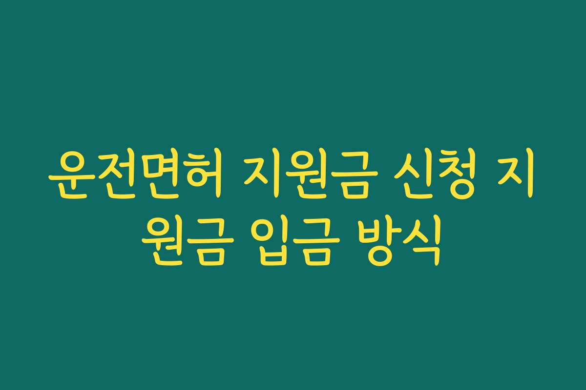 운전면허 지원금 신청 지원금 입금 방식