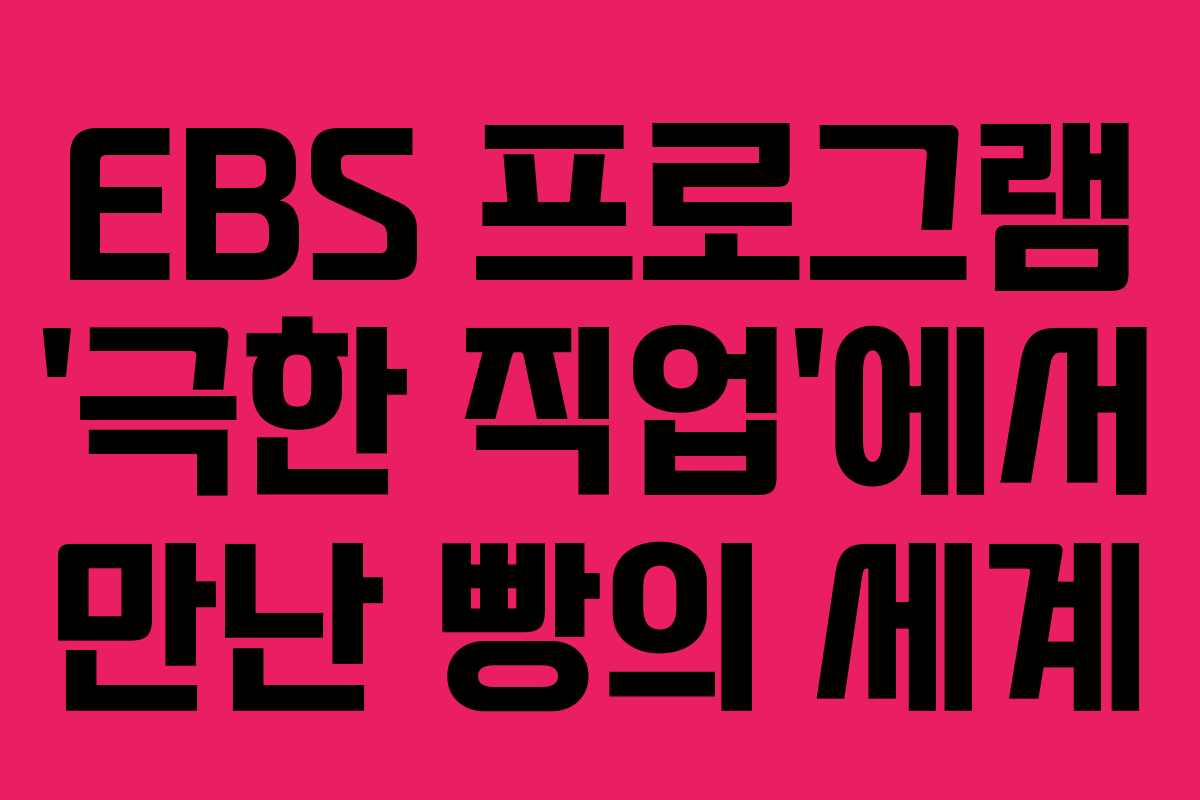 EBS 프로그램 ‘극한 직업’에서 만난 빵의 세계 EBS 프로그램 ‘극한 직업’에서 만난 빵의 세계