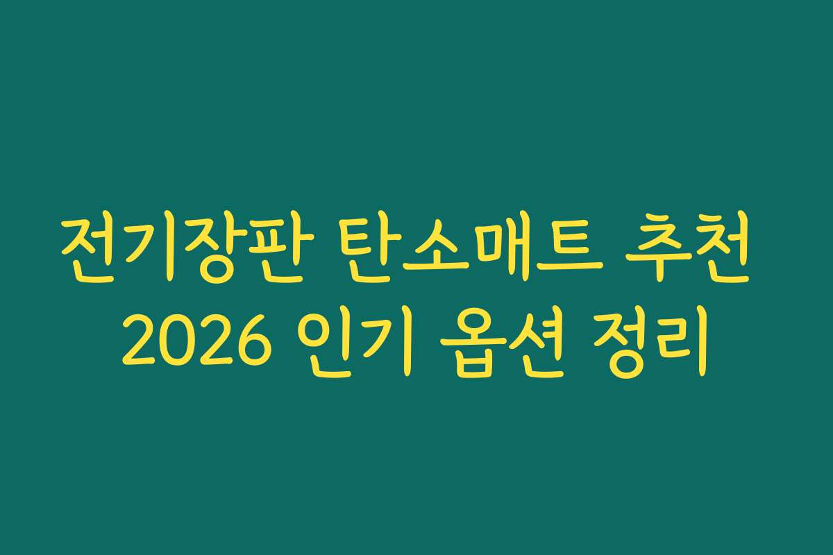 전기장판 탄소매트 추천 2026 인기 옵션 정리