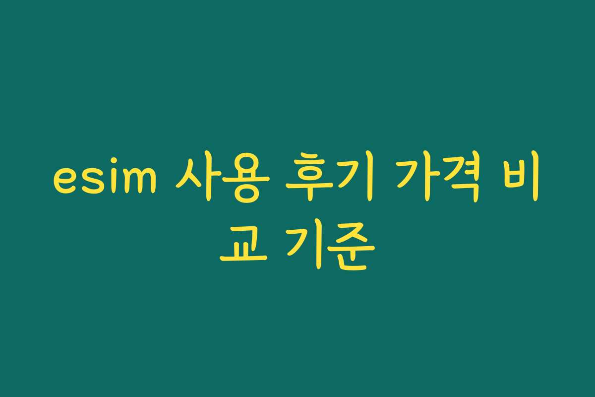 esim 사용 후기 가격 비교 기준