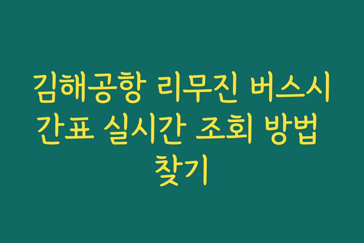 김해공항 리무진 버스시간표 실시간 조회 방법 찾기 김해공항 리무진 버스시간표 실시간 조회 방법 찾기