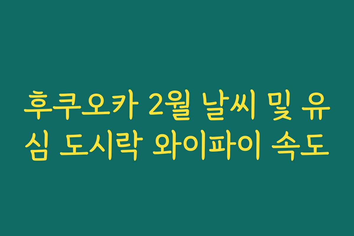후쿠오카 2월 날씨 및 유심 도시락 와이파이 속도