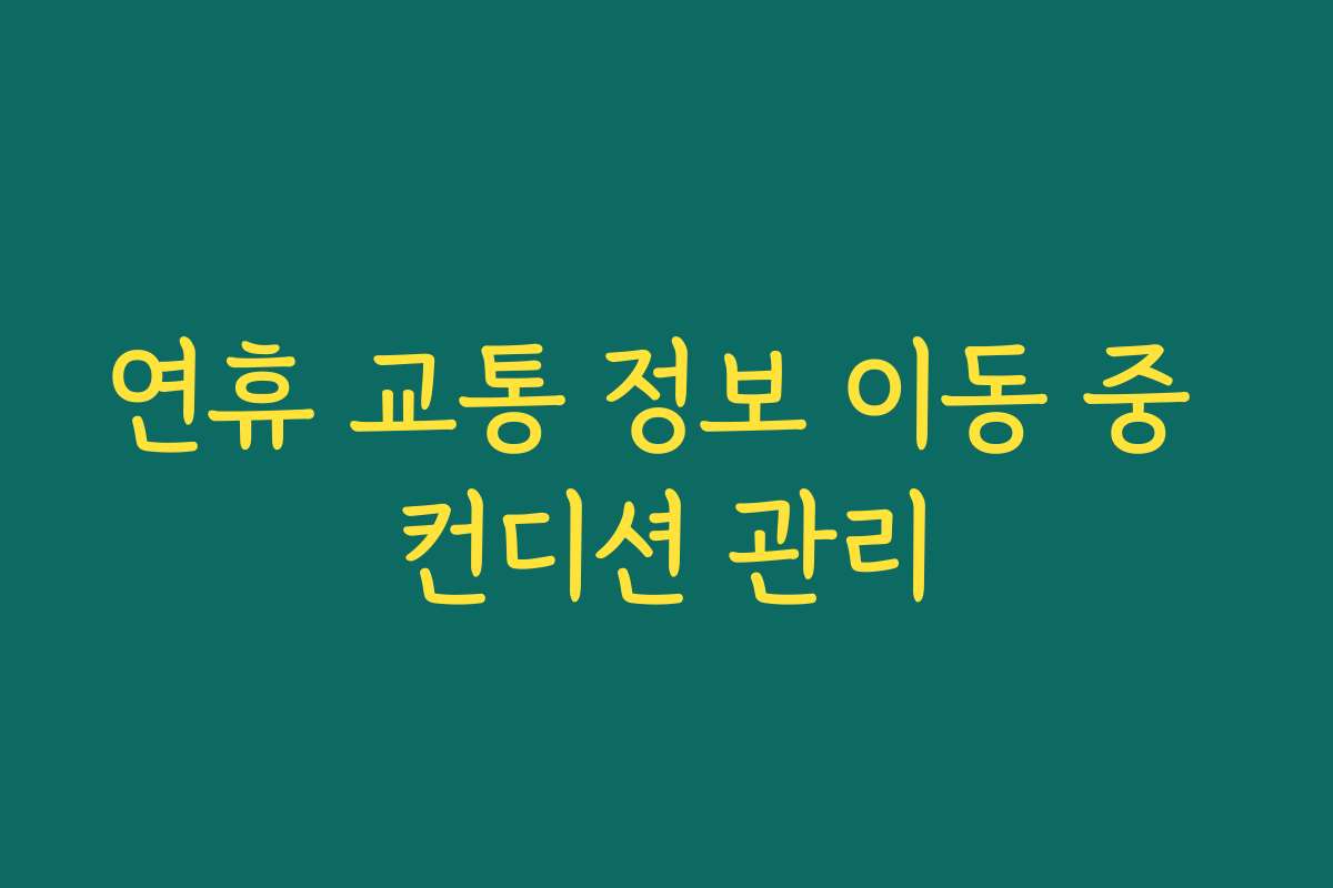 연휴 교통 정보 이동 중 컨디션 관리