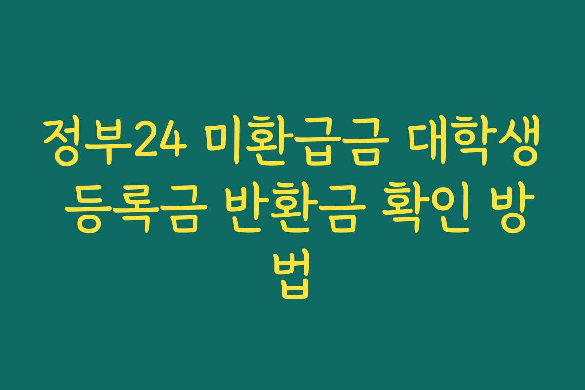 정부24 미환급금 대학생 등록금 반환금 확인 방법 정부24 미환급금 대학생 등록금 반환금 확인 방법