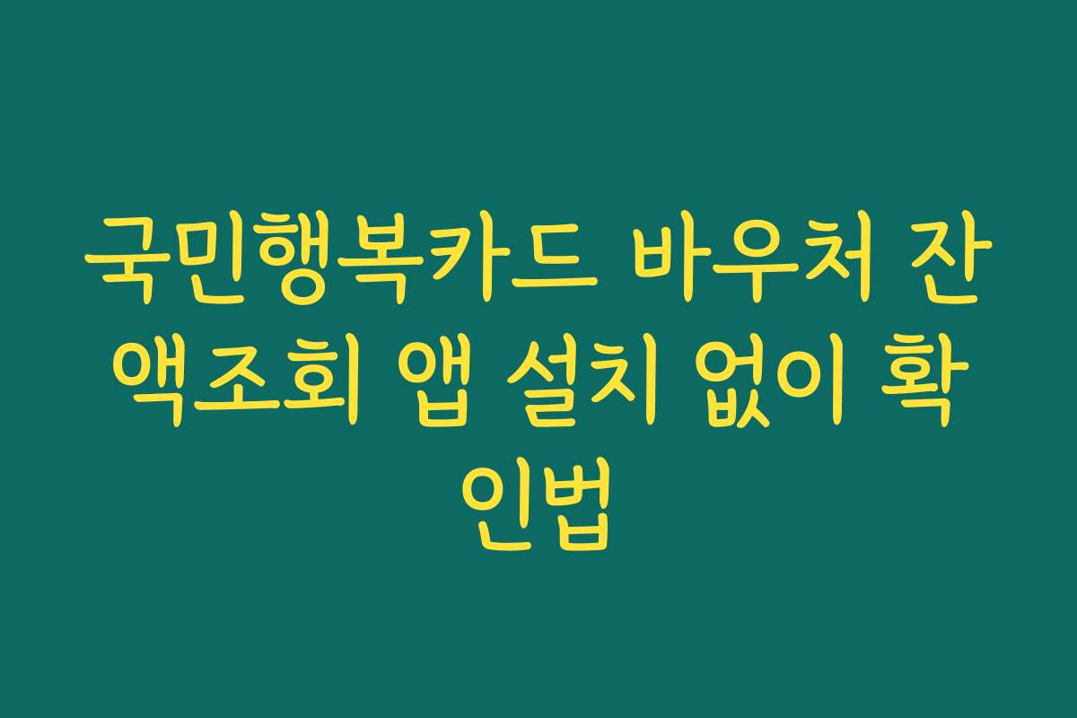 국민행복카드 바우처 잔액조회 앱 설치 없이 확인법