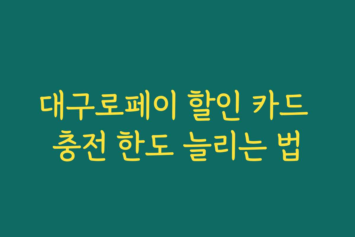 대구로페이 할인 카드 충전 한도 늘리는 법