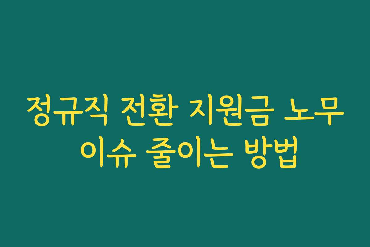 정규직 전환 지원금 노무 이슈 줄이는 방법 정규직 전환 지원금 노무 이슈 줄이는 방법