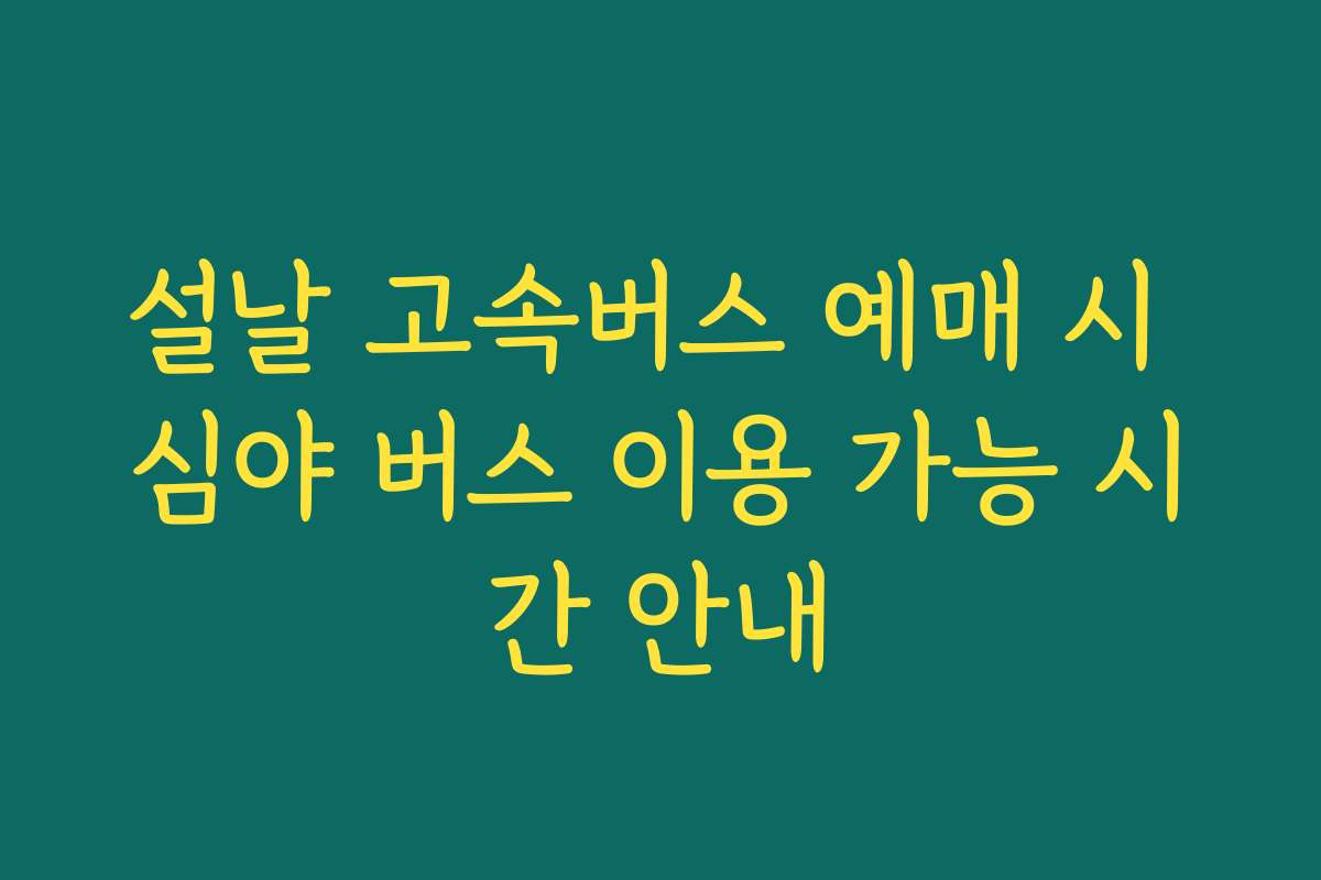 설날 고속버스 예매 시 심야 버스 이용 가능 시간 안내