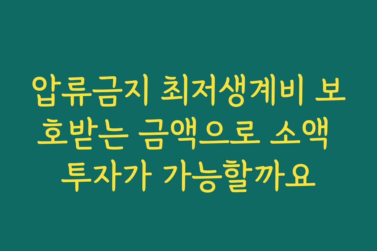 압류금지 최저생계비 보호받는 금액으로 소액 투자가 가능할까요