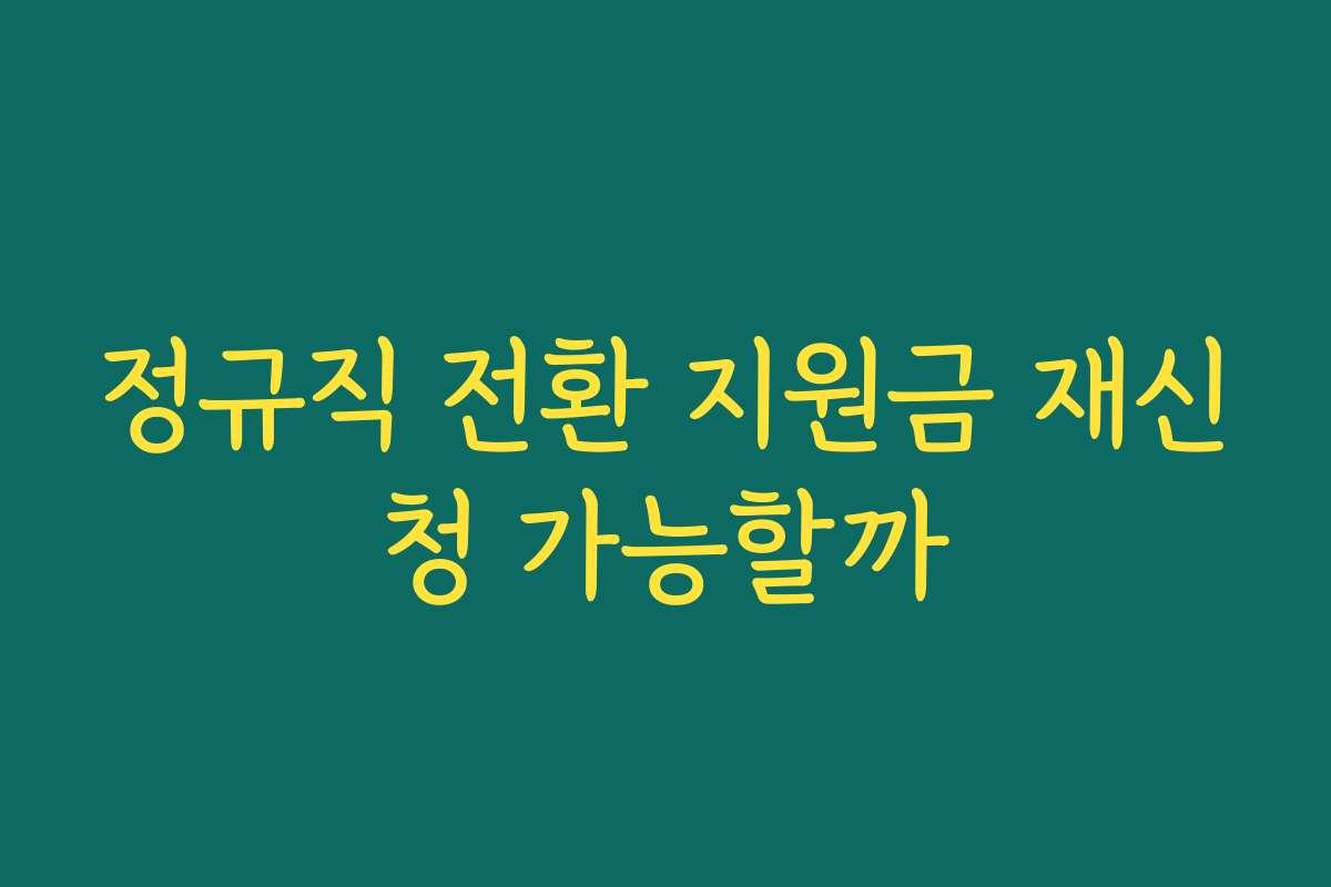 정규직 전환 지원금 재신청 가능할까