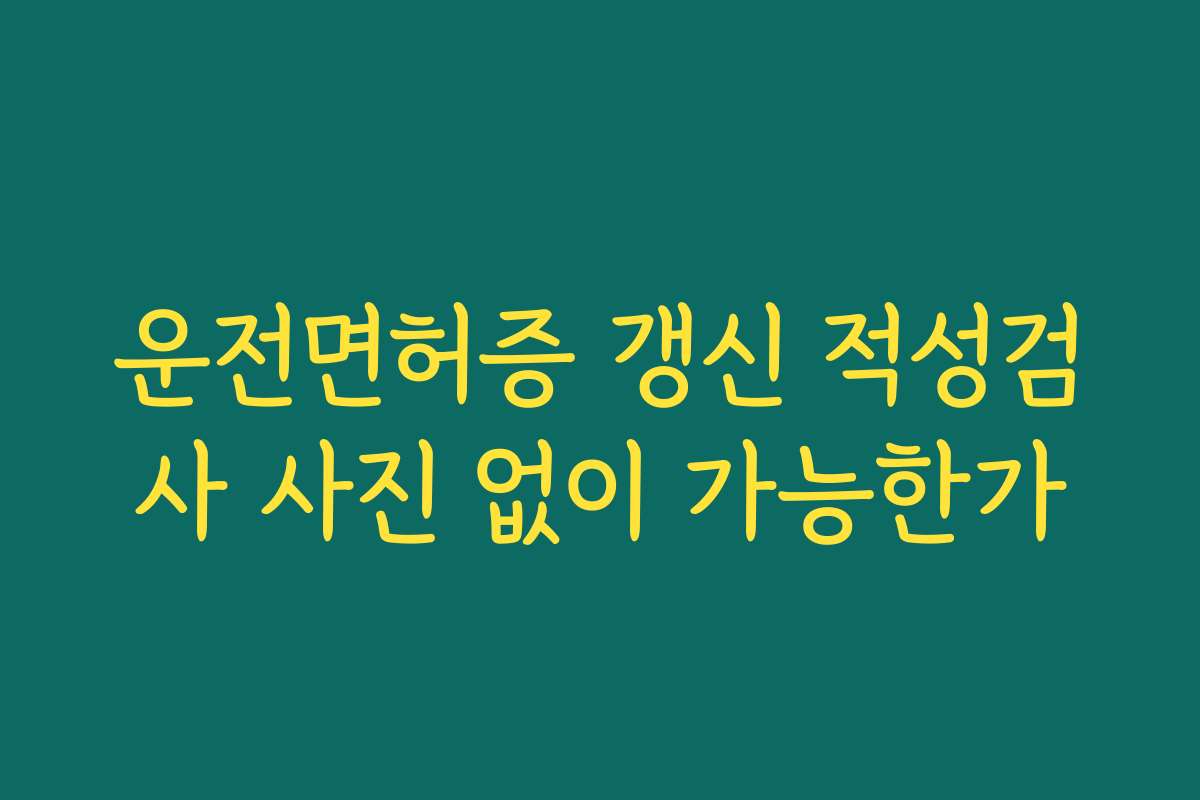운전면허증 갱신 적성검사 사진 없이 가능한가 운전면허증 갱신 적성검사 사진 없이 가능한가