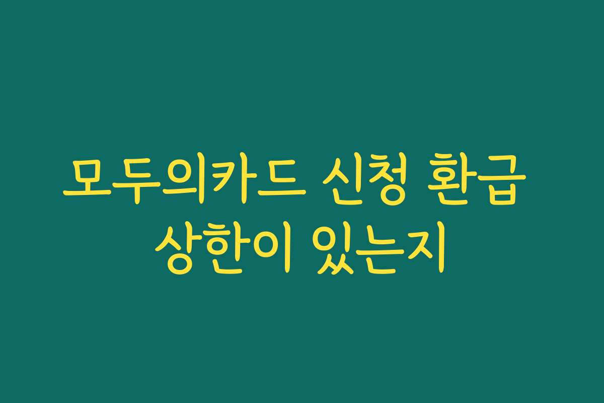 모두의카드 신청 환급 상한이 있는지 모두의카드 신청 환급 상한이 있는지