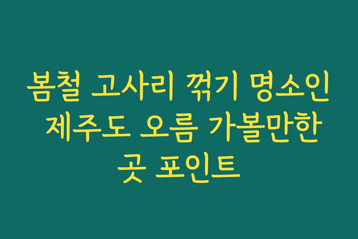 봄철 고사리 꺾기 명소인 제주도 오름 가볼만한곳 포인트