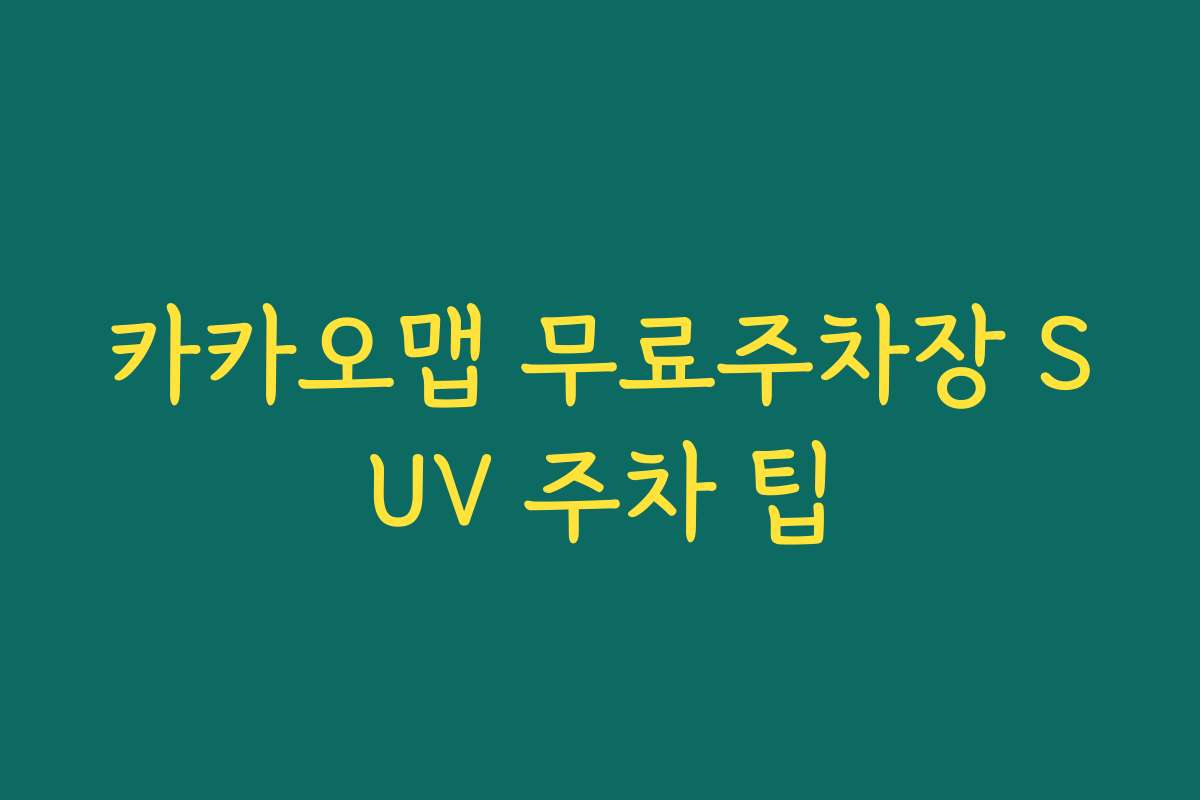 카카오맵 무료주차장 SUV 주차 팁
