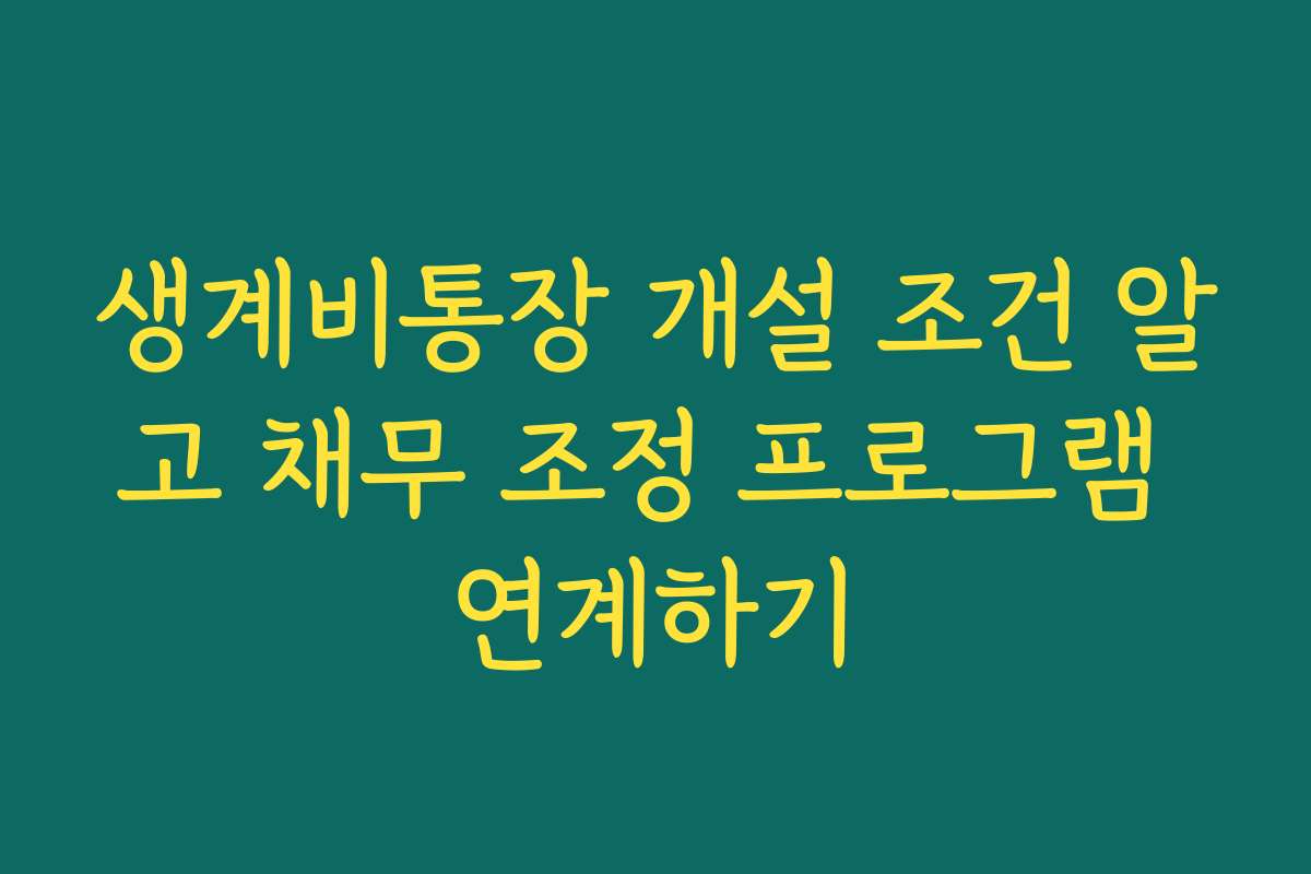 생계비통장 개설 조건 알고 채무 조정 프로그램 연계하기