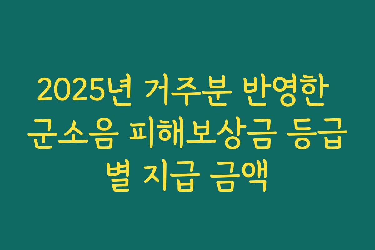 2025년 거주분 반영한 군소음 피해보상금 등급별 지급 금액