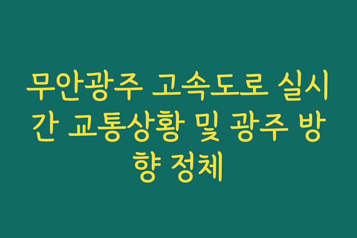 무안광주 고속도로 실시간 교통상황 및 광주 방향 정체 무안광주 고속도로 실시간 교통상황 및 광주 방향 정체