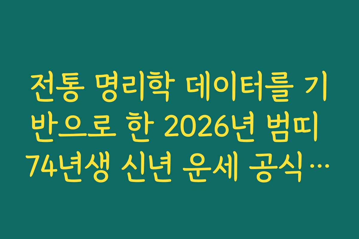 전통 명리학 데이터를 기반으로 한 2026년 범띠 74년생 신년 운세 공식 보고 전통 명리학 데이터를 기반으로 한 2026년 범띠 74년생 신년 운세 공식 보고