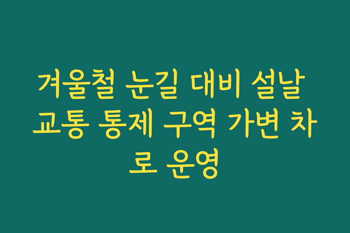 겨울철 눈길 대비 설날 교통 통제 구역 가변 차로 운영