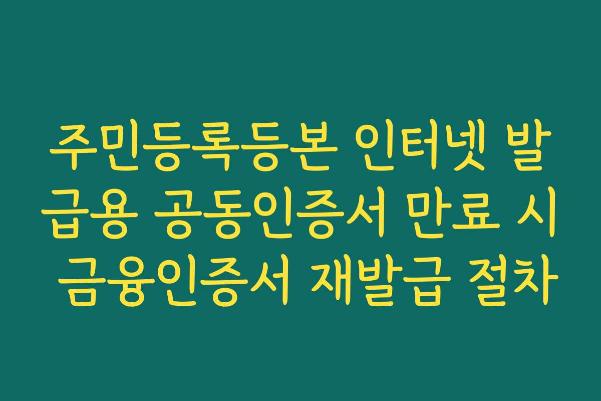 주민등록등본 인터넷 발급용 공동인증서 만료 시 금융인증서 재발급 절차