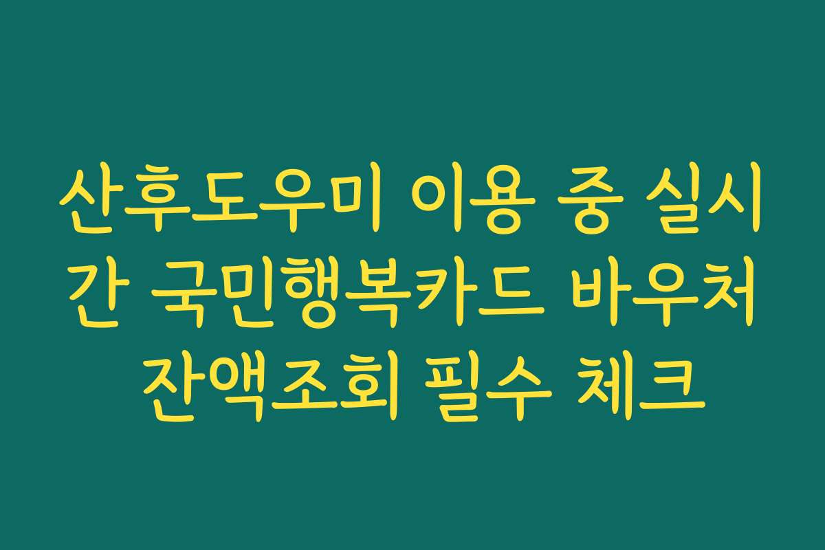 산후도우미 이용 중 실시간 국민행복카드 바우처 잔액조회 필수 체크