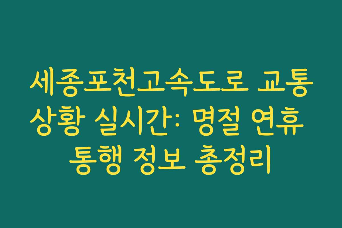 세종포천고속도로 교통상황 실시간: 명절 연휴 통행 정보 총정리