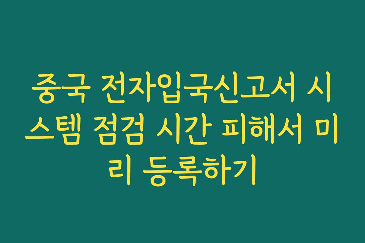 중국 전자입국신고서 시스템 점검 시간 피해서 미리 등록하기 중국 전자입국신고서 시스템 점검 시간 피해서 미리 등록하기