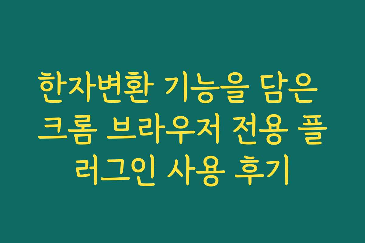 한자변환 기능을 담은 크롬 브라우저 전용 플러그인 사용 후기