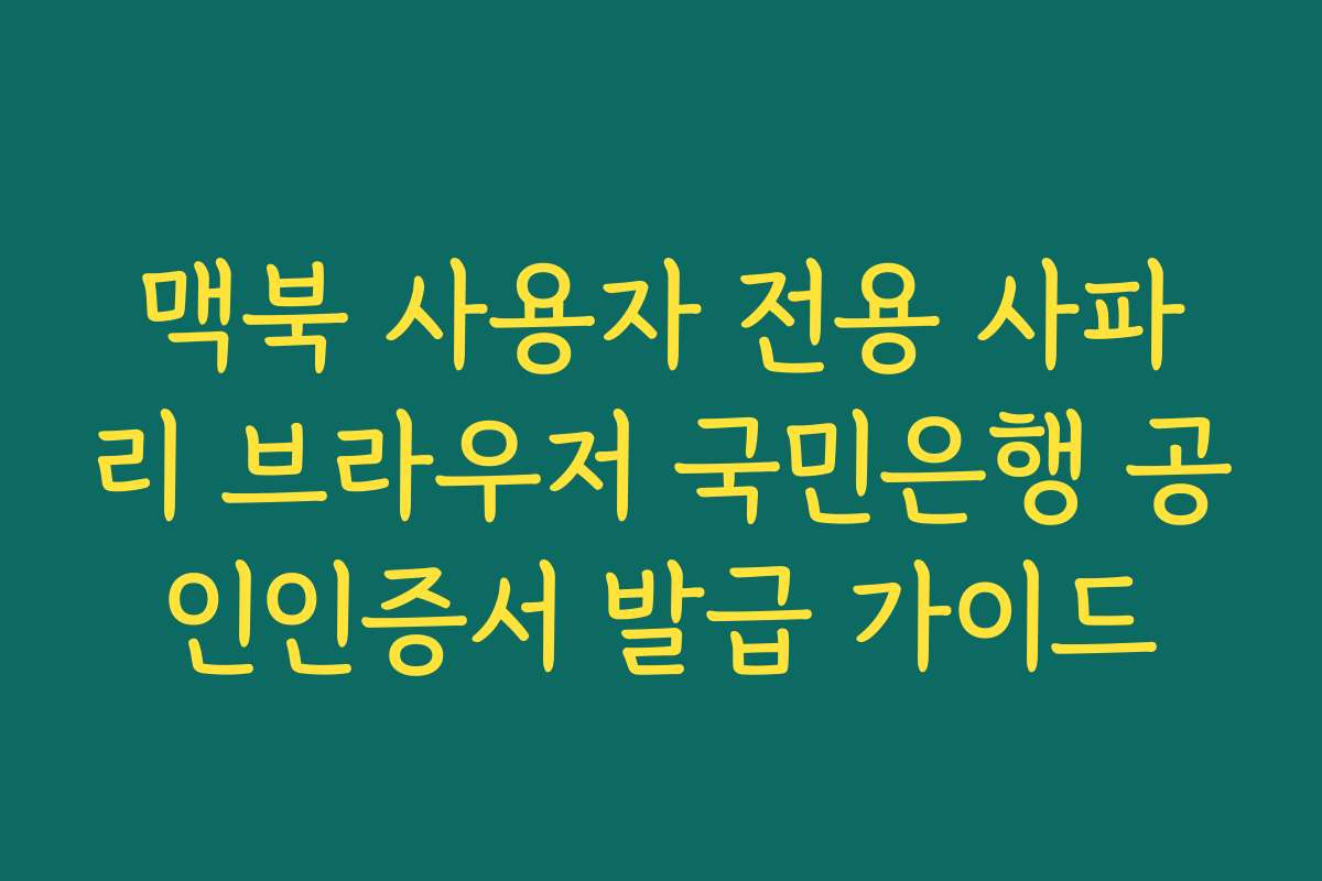 맥북 사용자 전용 사파리 브라우저 국민은행 공인인증서 발급 가이드