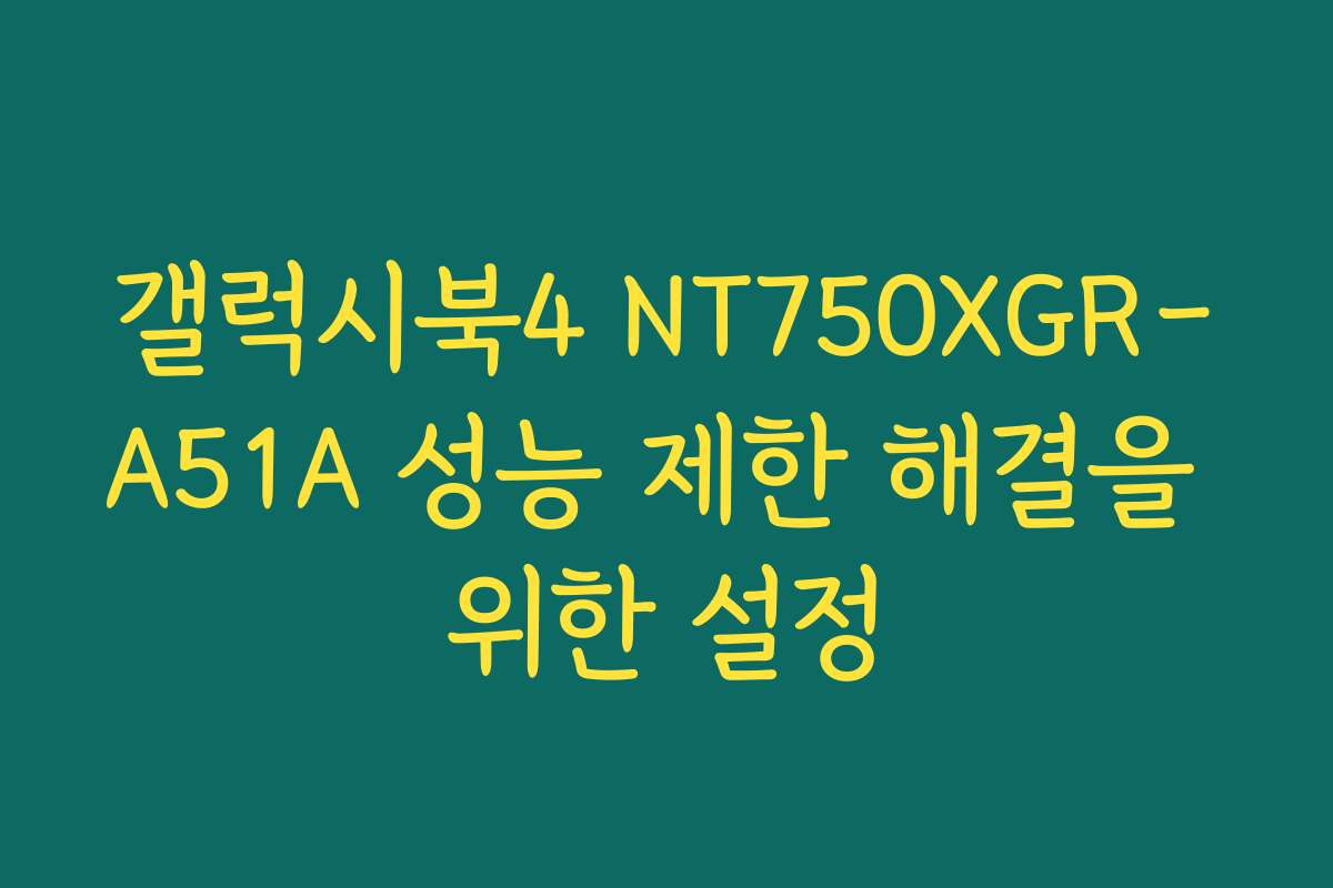 갤럭시북4 NT750XGR-A51A 성능 제한 해결을 위한 설정