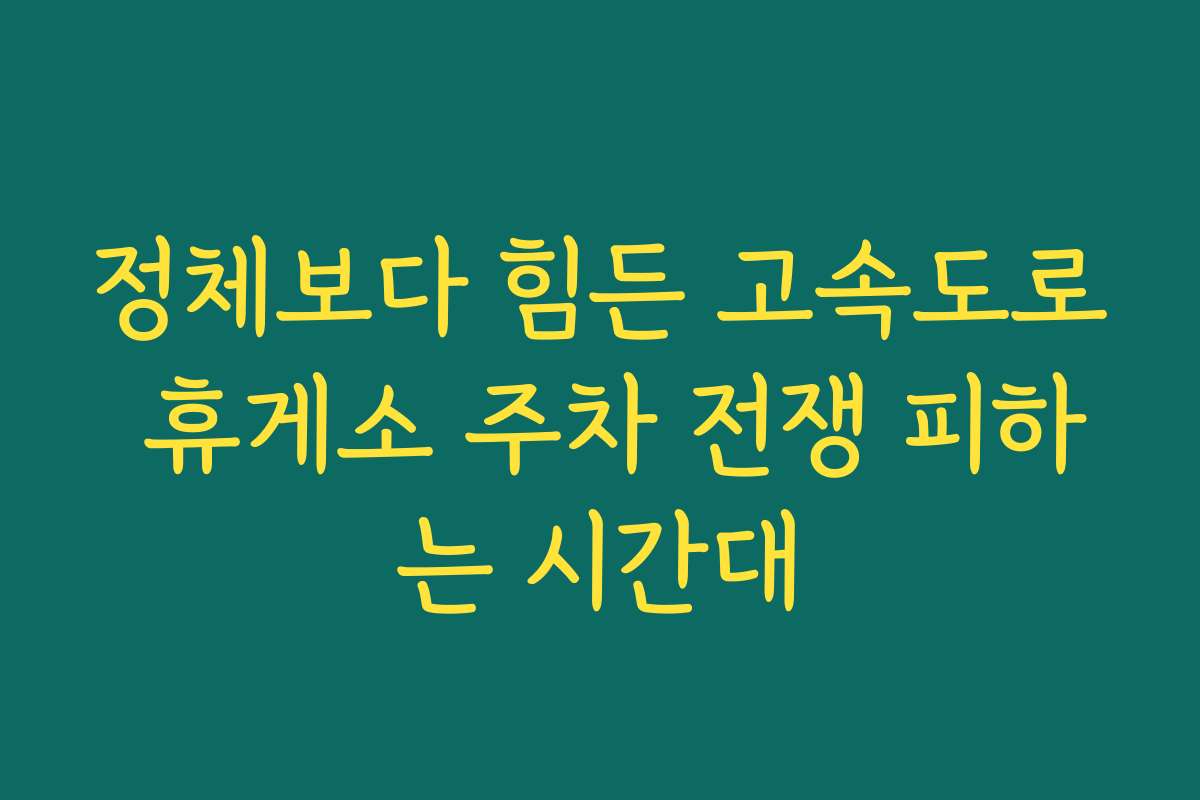 정체보다 힘든 고속도로 휴게소 주차 전쟁 피하는 시간대