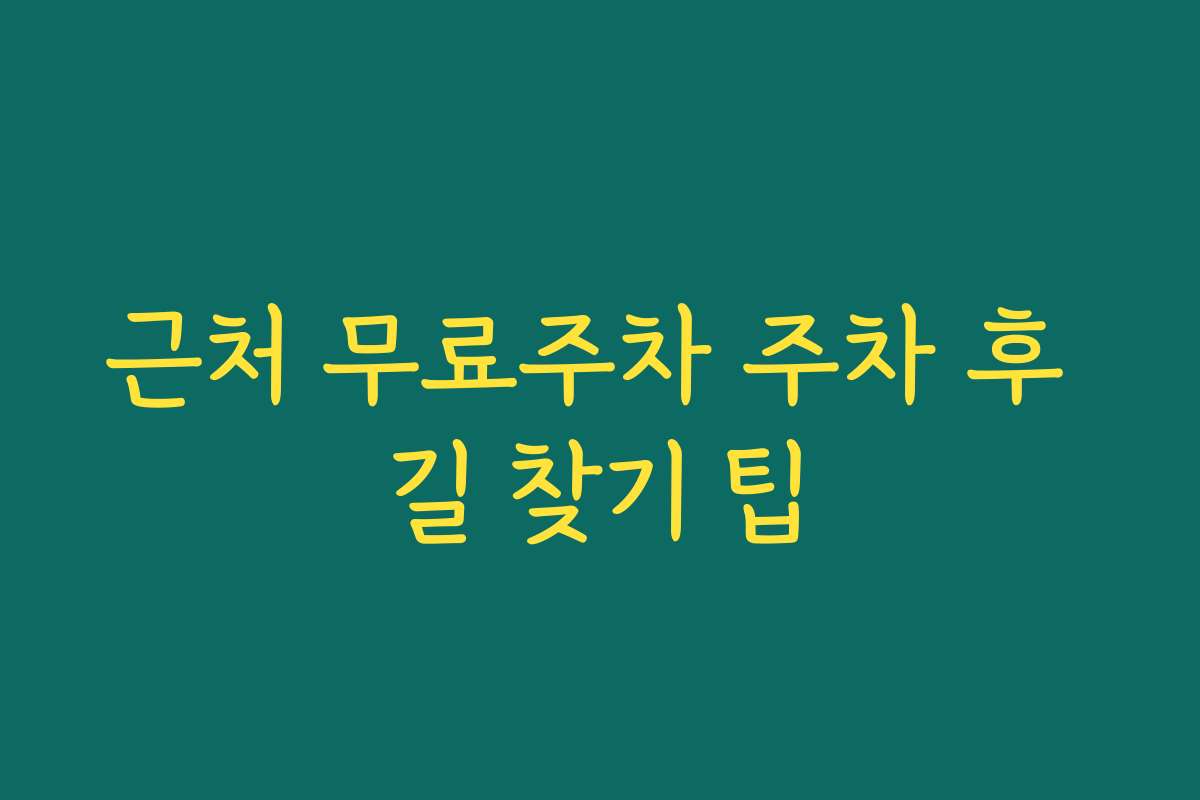 근처 무료주차 주차 후 길 찾기 팁