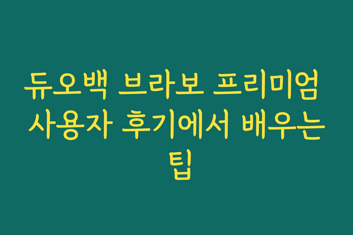 듀오백 브라보 프리미엄 사용자 후기에서 배우는 팁