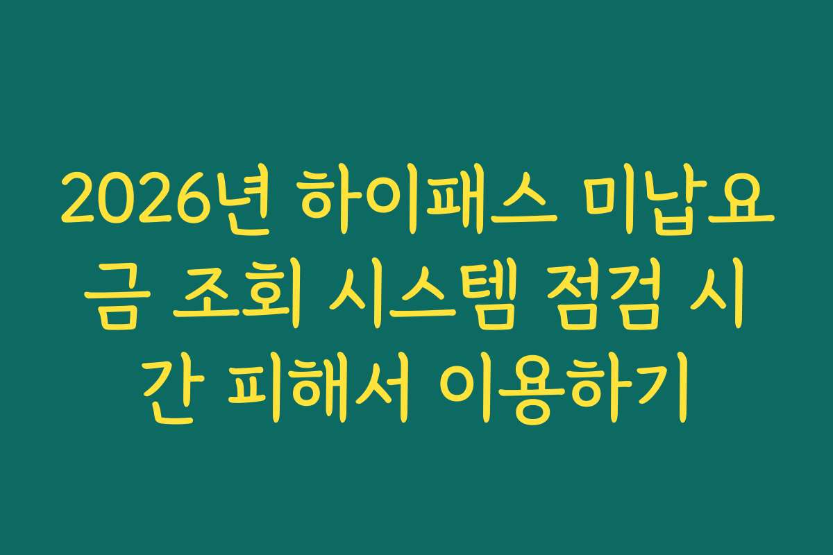 2026년 하이패스 미납요금 조회 시스템 점검 시간 피해서 이용하기