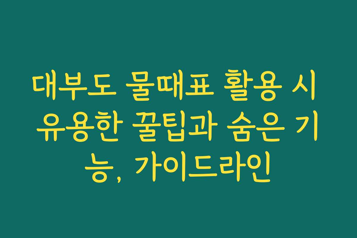 대부도 물때표 활용 시 유용한 꿀팁과 숨은 기능, 가이드라인