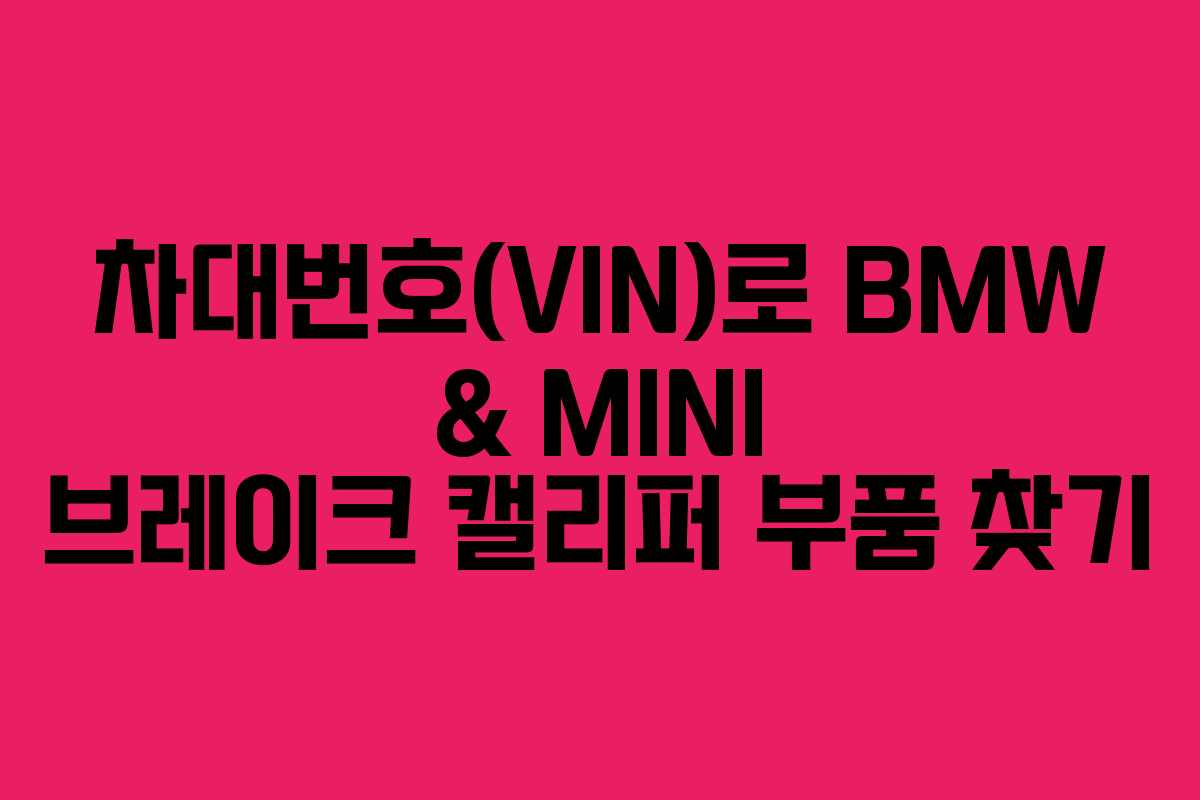 차대번호(VIN)로 BMW & MINI 브레이크 캘리퍼 부품 찾기