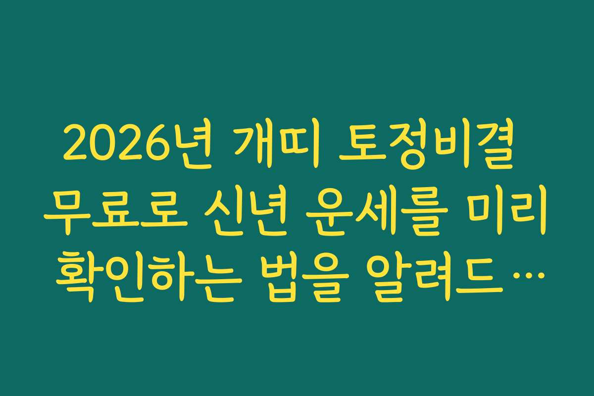 2026년 개띠 토정비결 무료로 신년 운세를 미리 확인하는 법을 알려드립니다 2026년 개띠 토정비결 무료로 신년 운세를 미리 확인하는 법을 알려드립니다