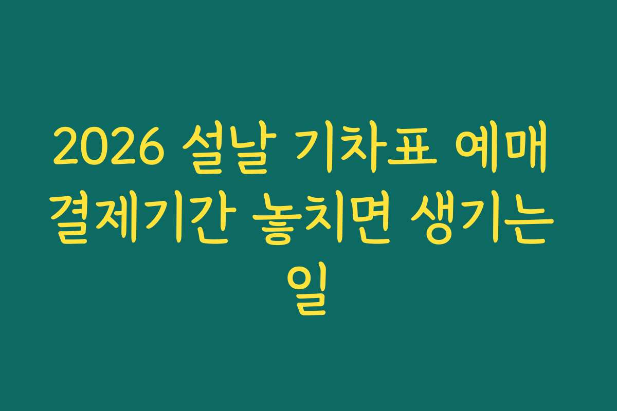 2026 설날 기차표 예매 결제기간 놓치면 생기는 일 2026 설날 기차표 예매 결제기간 놓치면 생기는 일