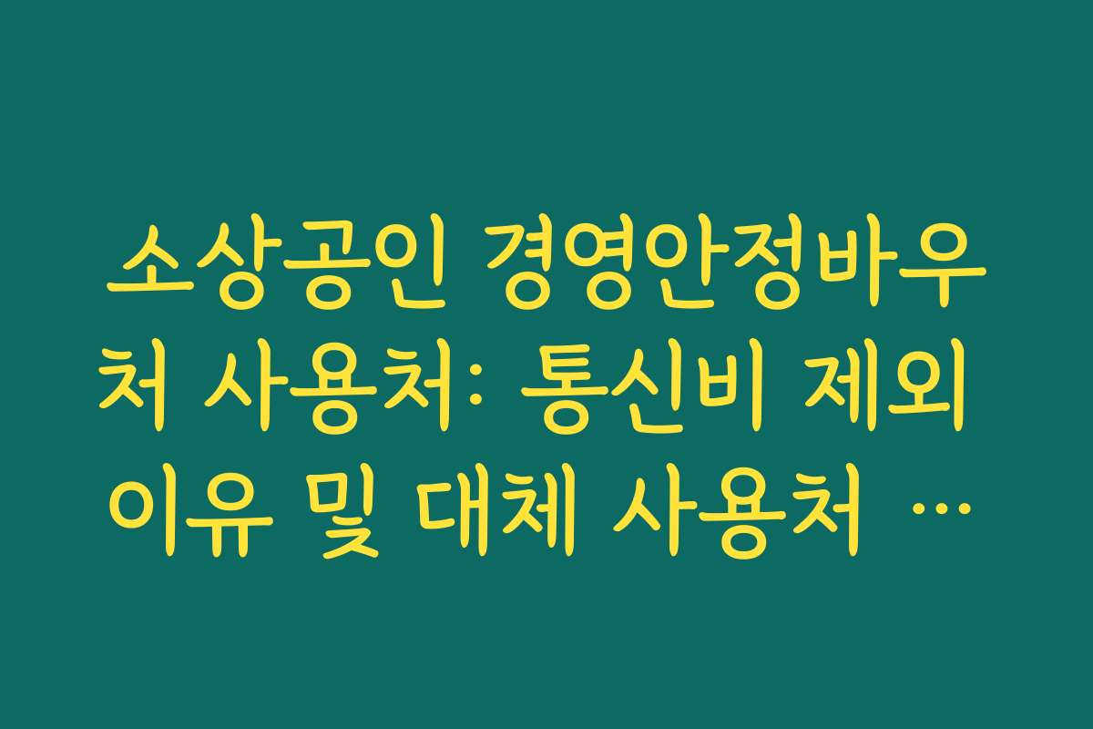 소상공인 경영안정바우처 사용처: 통신비 제외 이유 및 대체 사용처 추천