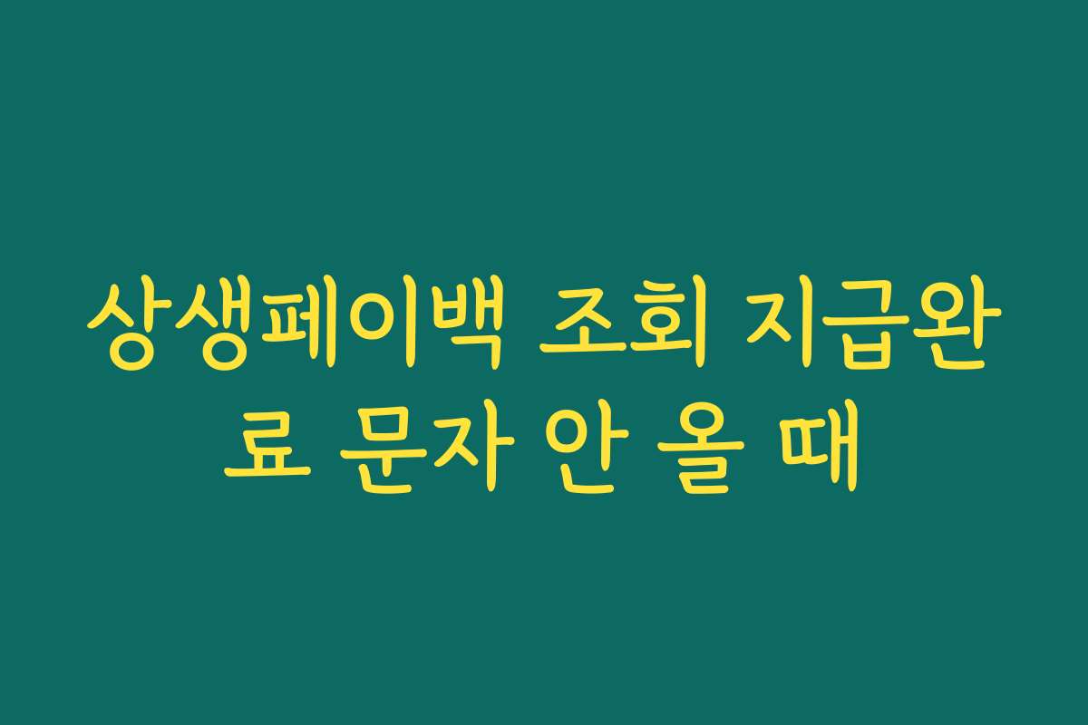 상생페이백 조회 지급완료 문자 안 올 때