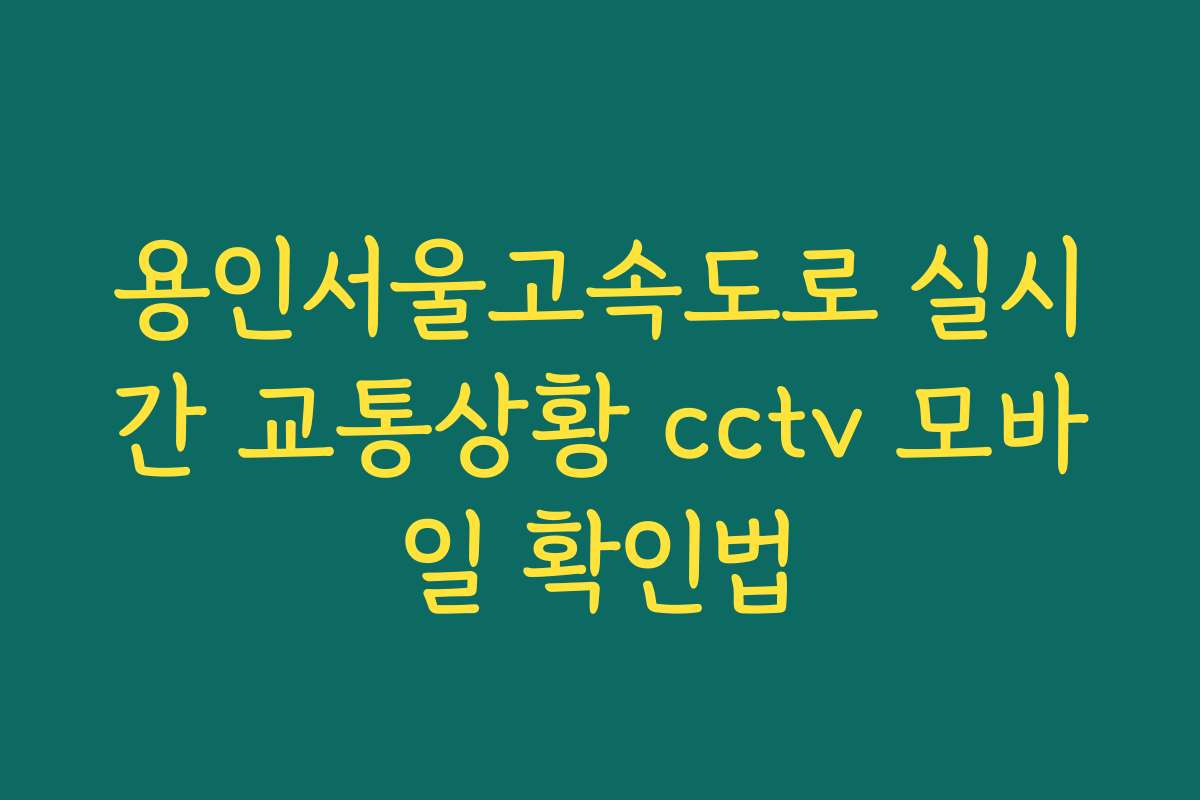 용인서울고속도로 실시간 교통상황 cctv 모바일 확인법