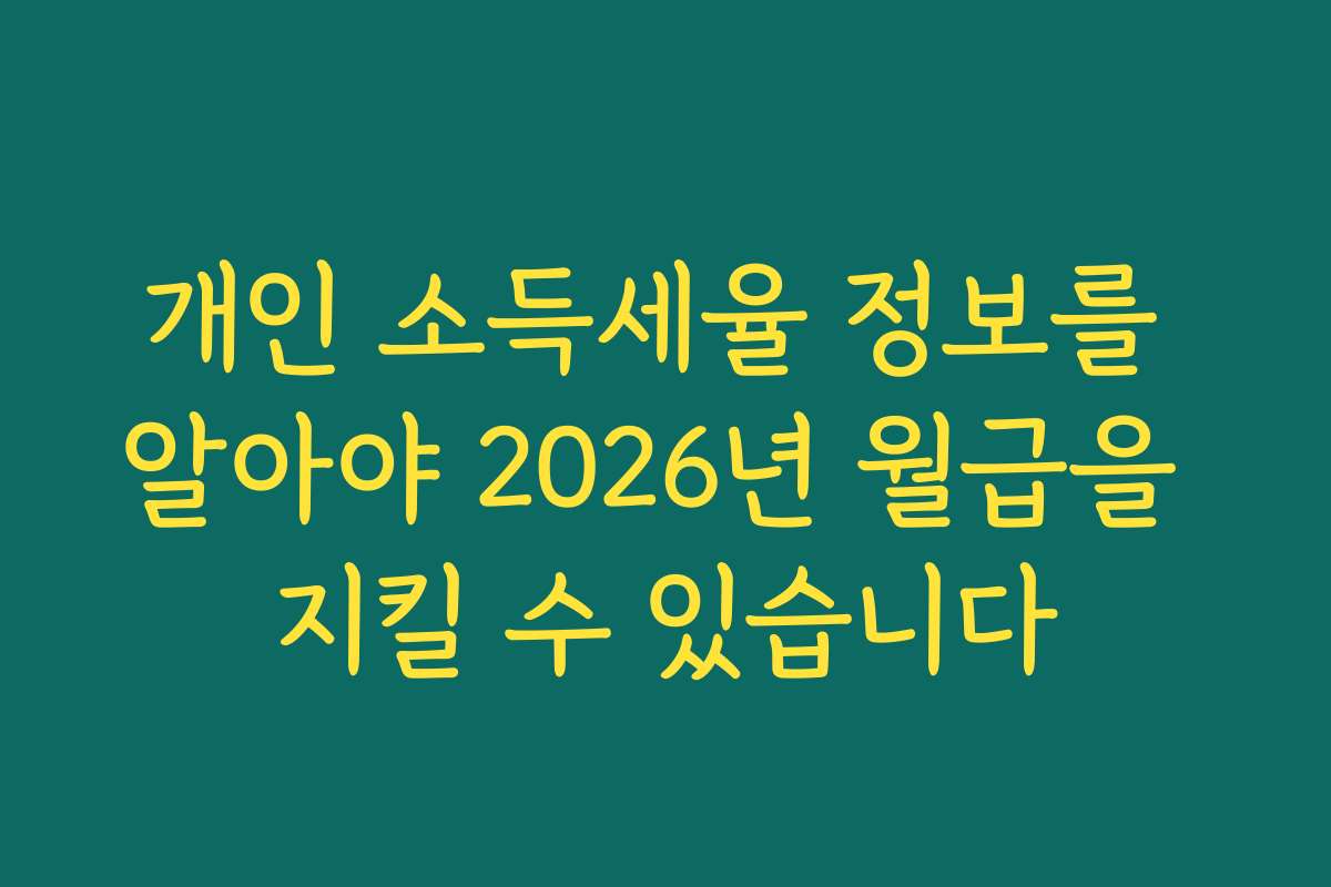 개인 소득세율 정보를 알아야 2026년 월급을 지킬 수 있습니다 개인 소득세율 정보를 알아야 2026년 월급을 지킬 수 있습니다