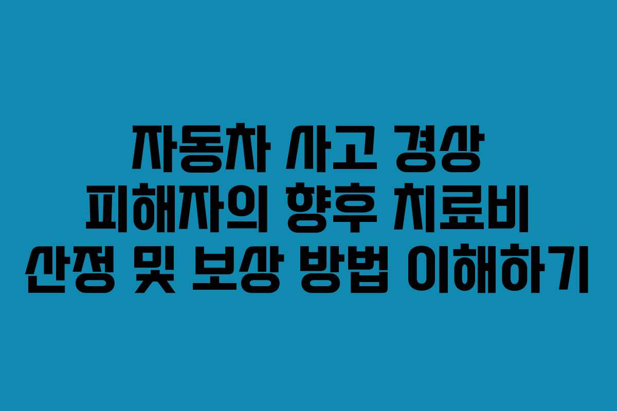 자동차 사고 경상 피해자의 향후 치료비 산정 및 보상 방법 이해하기 자동차 사고 경상 피해자의 향후 치료비 산정 및 보상 방법 이해하기