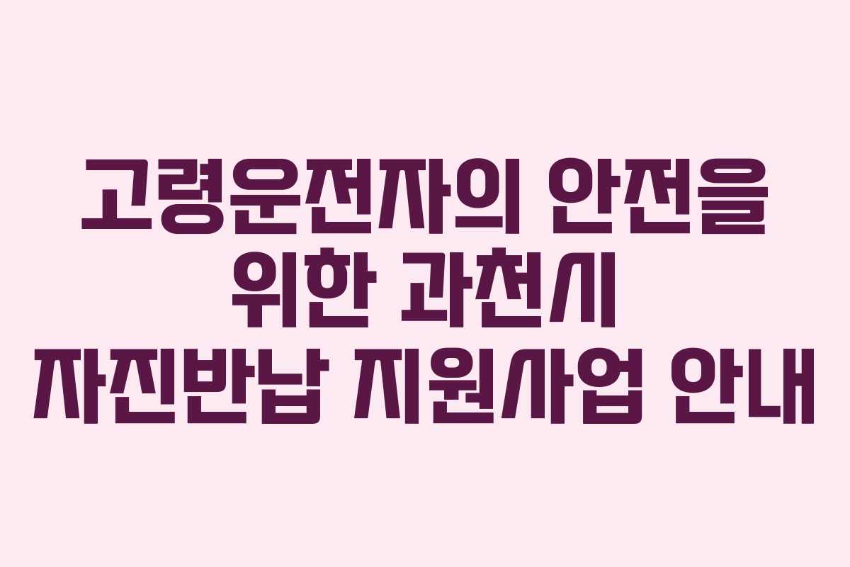 고령운전자의 안전을 위한 과천시 자진반납 지원사업 안내 고령운전자의 안전을 위한 과천시 자진반납 지원사업 안내