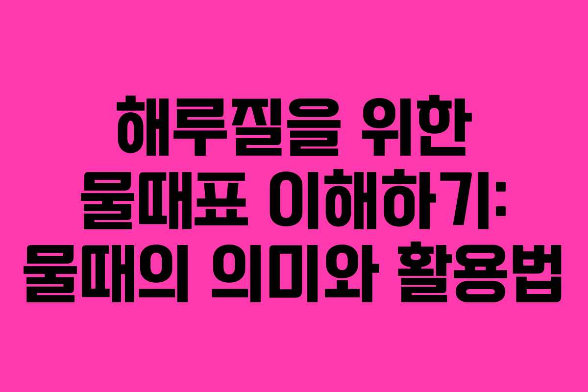 해루질을 위한 물때표 이해하기: 물때의 의미와 활용법