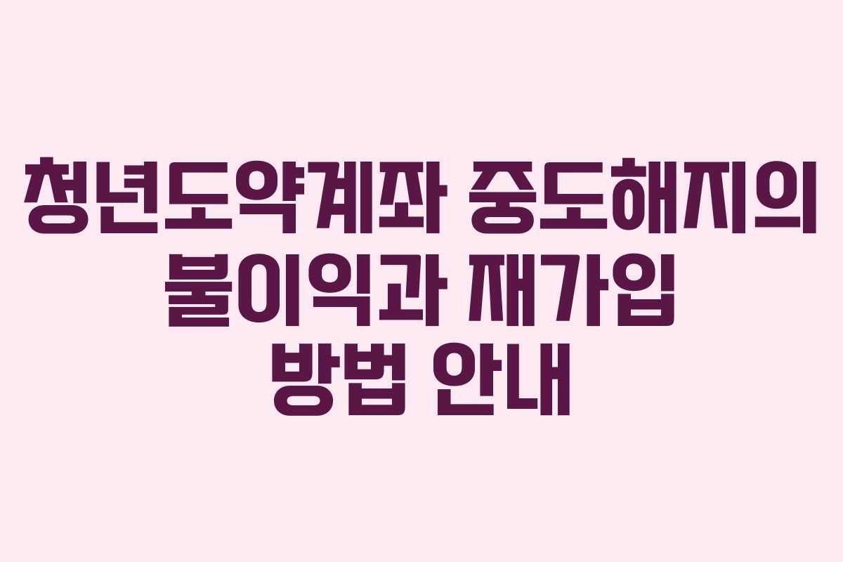 청년도약계좌 중도해지의 불이익과 재가입 방법 안내